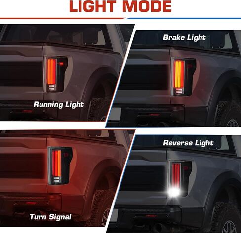 (3 Pack) LED Tail Lights + 3rd Brake Light fit for 2015-2020 Ford F150 [only for Incandescent Models], Dynamic Flowing Rear Light Assembly + High Mount Stop Light w/o Blind Spot, Black Smoke Lens in Saudi Arabia