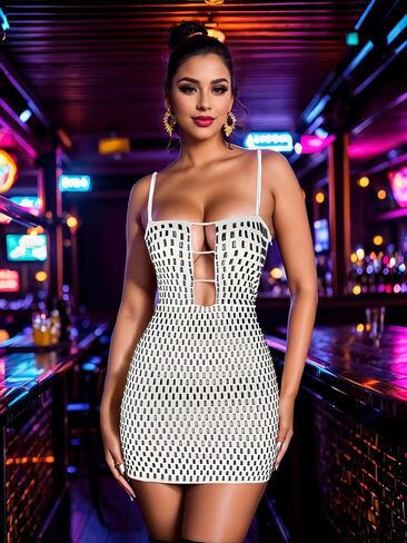 Adjustable Straps Rhinestone Bodycon Dress for Women Special Occasions in Kuwait