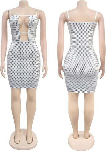 Adjustable Straps Rhinestone Bodycon Dress for Women Special Occasions in Kuwait