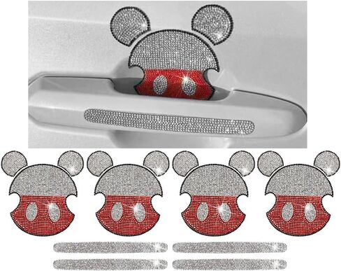 Mandark Bling Car Door Handle Stickers, 4PCS Rhinestone Crystal Mickey Vehicles Door Handle ＆ Bowl Scratches Protector, Automotive Exterior Protection Accessories, Universal for SUV, Truck (Mickey) in Saudi Arabia
