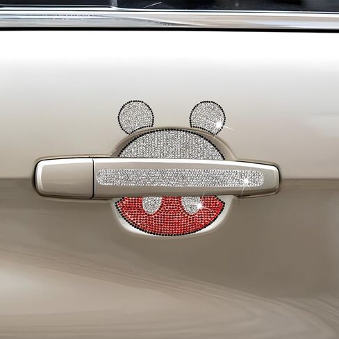 Mandark Bling Car Door Handle Stickers, 4PCS Rhinestone Crystal Mickey Vehicles Door Handle ＆ Bowl Scratches Protector, Automotive Exterior Protection Accessories, Universal for SUV, Truck (Mickey) in Saudi Arabia
