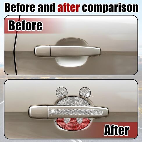 Mandark Bling Car Door Handle Stickers, 4PCS Rhinestone Crystal Mickey Vehicles Door Handle ＆ Bowl Scratches Protector, Automotive Exterior Protection Accessories, Universal for SUV, Truck (Mickey) in Saudi Arabia