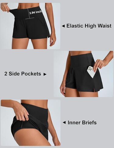 شورتات رياضية من BMJL Womens High Cherced High Cherched Dry Running Sorts Mobicets مرنة الرياضة الرياضية الصالة الرياضية in Kuwait