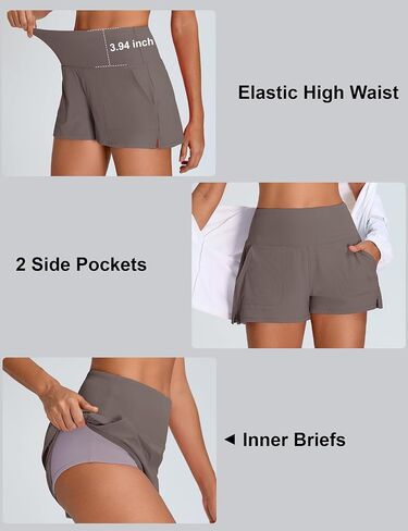 BMJL Womens Athletic Shorts High Waisted Quick Dry Running Shorts Pockets Elastic Sporty Workout Gym Shorts in Saudi Arabia