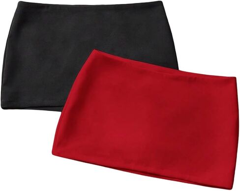 Makemechic Women's 2 Pack Mini Skirt Bodycon Pencil Microts مع السراويل القصيرة in Kuwait