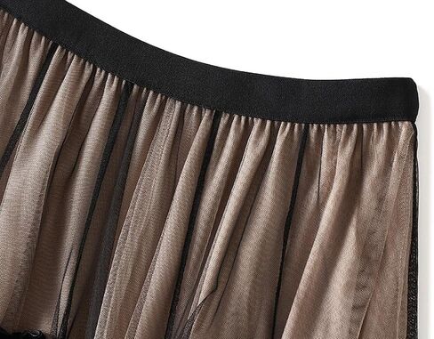 نساء ميدي تول تول تنانير الأزهار تطريز طبقة طرفية تنانير الجنية مرنة الخصر A-Line Mesh Skirt in Kuwait