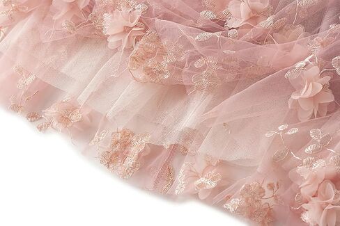 نساء ميدي تول تول تنانير الأزهار تطريز طبقة طرفية تنانير الجنية مرنة الخصر A-Line Mesh Skirt in Kuwait