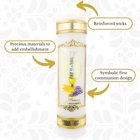 Authenthic First Communion Candle Made by Mexican Artisans at La Villa de Guadalupe | Vela de Primera comunion para niño o niña | Vela para Primera comunion para niña | First Communion Candle Set in Kuwait
