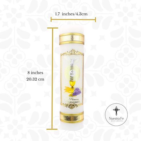 Authenthic First Communion Candle Made by Mexican Artisans at La Villa de Guadalupe | Vela de Primera comunion para niño o niña | Vela para Primera comunion para niña | First Communion Candle Set in Kuwait