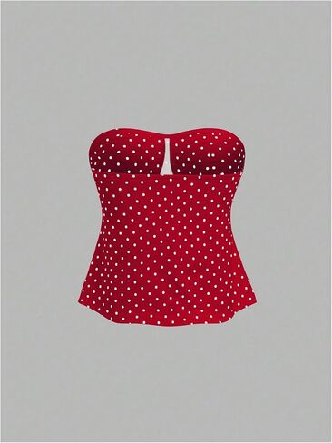 Milumia Women's Polka Dots Going Out Tops Strapless Pleated Tube Top in Kuwait