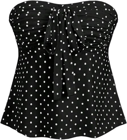 Milumia Women's Polka Dots Going Out Tops Strapless Pleated Tube Top in Kuwait