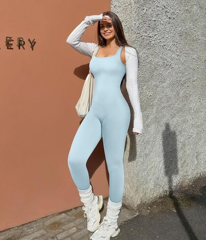 TrainingGirl One Piece Jumpsuits for Women Summer Workout Yoga Gym Rompers - Casual Cute Sleeveless Bodysuits Tank Top in Saudi Arabia
