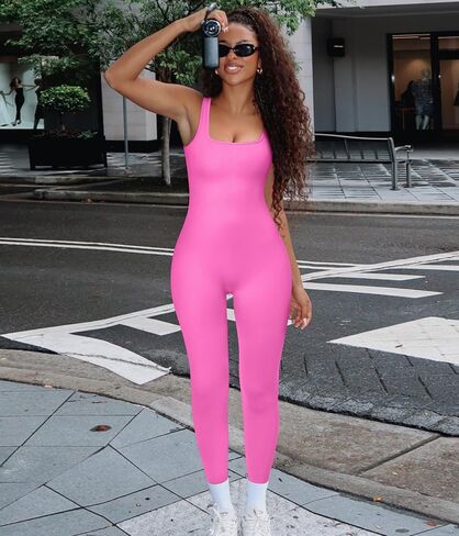 TrainingGirl One Piece Jumpsuits for Women Summer Workout Yoga Gym Rompers - Casual Cute Sleeveless Bodysuits Tank Top in Saudi Arabia