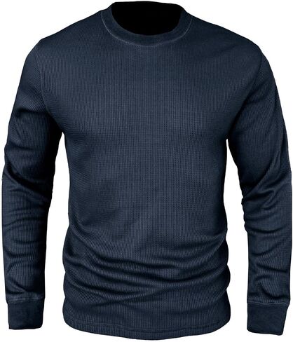 Men's Waffle Basic T-Shirt Long Sleeve Thermal Crew Neck Casual Top Underwear Lightweight Base Layer in Saudi Arabia
