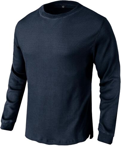 Men's Waffle Basic T-Shirt Long Sleeve Thermal Crew Neck Casual Top Underwear Lightweight Base Layer in Saudi Arabia