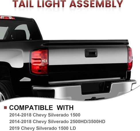 مجموعة أضواء الذيل متوافقة مع 2014-2019 Chevy Silverado 1500 2500HD 3500HD OE نمط الضوء الخلفي الخلفي الاستبدال لـ GM2800293 23295938 GM2801293 23295939 in Kuwait