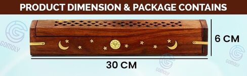 Sheesham Wood Incense Burner Holder - Set of 2 Coffin Style Sun Moon Inlay Handmade Aromatherapy Room Freshener Fragrance Cone Incense Stick Burner Ash Catcher - 12x2x2- Set of 2 Pieces in Saudi Arabia