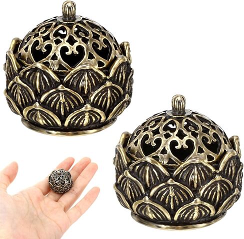 2 PCS Mini Brass Flower Beagense Cone Holder ، Holder Phintage Flower Beagense Decore الأنيق للمنزل ، المكتب ، اليوغا ، التأمل ، سبا (2.8 × 2.7 سم) in Kuwait