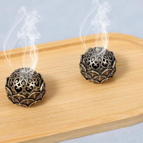 2 PCS Mini Brass Flower Beagense Cone Holder ، Holder Phintage Flower Beagense Decore الأنيق للمنزل ، المكتب ، اليوغا ، التأمل ، سبا (2.8 × 2.7 سم) in Kuwait