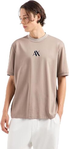 Armani Exchange Men's Ax Logo with Triple Tipped Neckline Regular Fit Mercerized Cotton Tee in Saudi Arabia