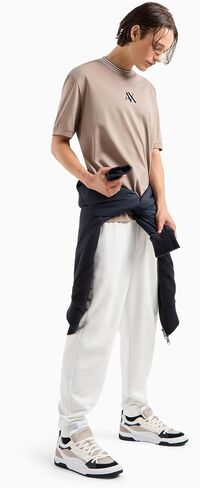 Armani Exchange Men's Ax Logo with Triple Tipped Neckline Regular Fit Mercerized Cotton Tee in Saudi Arabia
