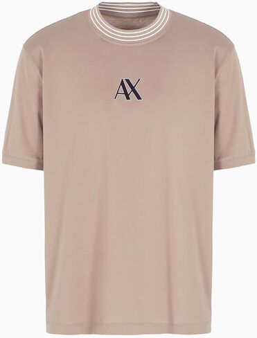 Armani Exchange Men's Ax Logo with Triple Tipped Neckline Regular Fit Mercerized Cotton Tee in Saudi Arabia