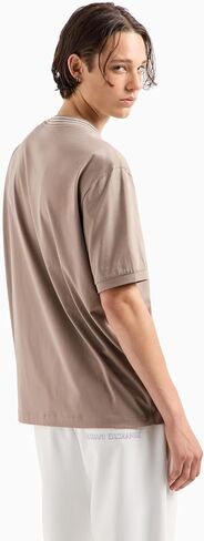 Armani Exchange Men's Ax Logo with Triple Tipped Neckline Regular Fit Mercerized Cotton Tee in Saudi Arabia