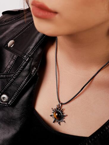 Sacina Gothic Sun Pendant Necklace, Goth Boho Necklace for Women, Christmas Jewelry Gift For Women in Saudi Arabia