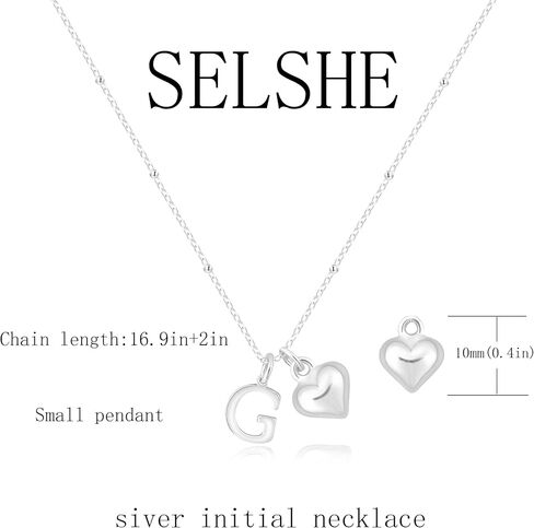 Initial Necklaces for Women,Cute Heart Letter Necklace Small Silver Necklace for Women Trendy Silver Jewelry in Saudi Arabia