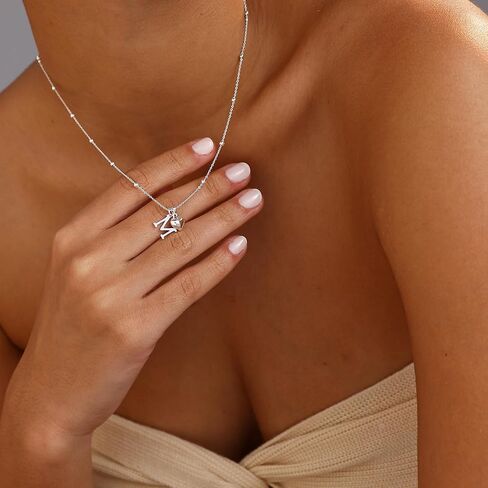 Initial Necklaces for Women,Cute Heart Letter Necklace Small Silver Necklace for Women Trendy Silver Jewelry in Saudi Arabia
