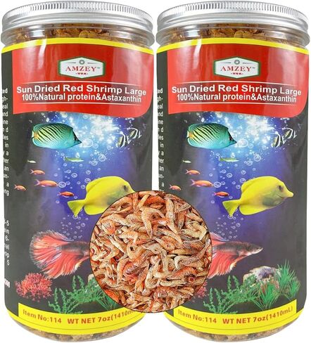 Amzey Dried Large Red Shrimp 198 Grams - Sun Dried 7 oz- Aquatic Turtle Food, Betta Fish Food, Tropical Fish Food, Crab Food, Reptile Food, Aquatic Fish Foods, Aquatic Pets Food in Saudi Arabia