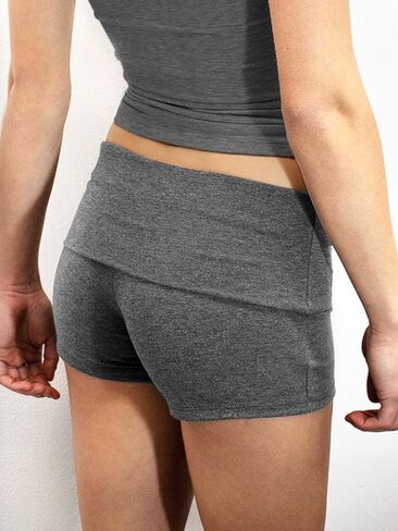 Sunloudy Womens Fold Over Lounge Shorts Low Rise Fold Over Skinny Sleep Shorts Cute Micro Pj Shorts Sleepwear in Kuwait