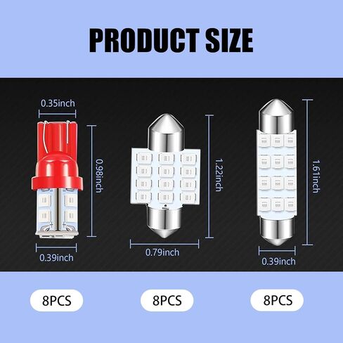 24 Pack 1156 LED LED Signal Light Kit ، T10 31mm 42mm مقاومة للماء متين متين مسيرة للضوء البديل ، التثبيت السريع ، مصابيح Festoon Universal لسيارة SUV Truck (White) in Saudi Arabia