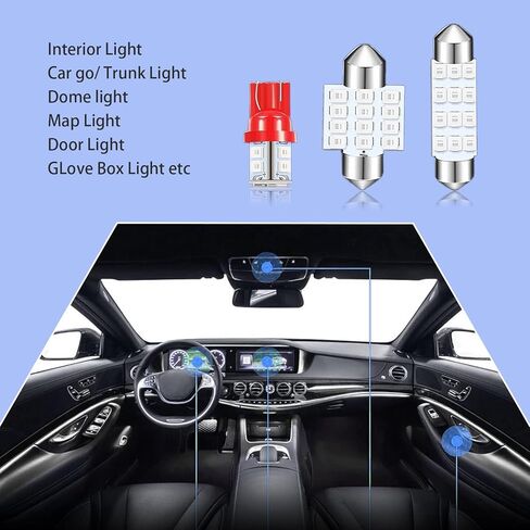 24 Pack 1156 LED LED Signal Light Kit ، T10 31mm 42mm مقاومة للماء متين متين مسيرة للضوء البديل ، التثبيت السريع ، مصابيح Festoon Universal لسيارة SUV Truck (White) in Saudi Arabia