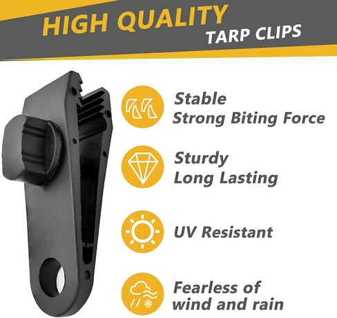 20 Pack - 10 Pcs Tarp Clips & 10 Pcs Ball Bungee Cords, Heavy Duty Tarp Clamps for Tent Awnings Caravan Canopies Car Cover Swimming Pool Cover Boat Cover Fasteners Clips (20 Pack) in Kuwait