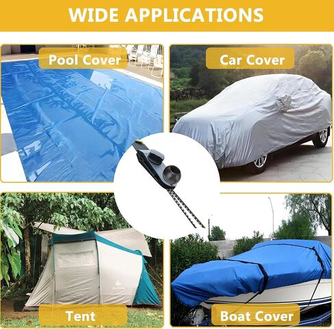 20 Pack - 10 Pcs Tarp Clips & 10 Pcs Ball Bungee Cords, Heavy Duty Tarp Clamps for Tent Awnings Caravan Canopies Car Cover Swimming Pool Cover Boat Cover Fasteners Clips (20 Pack) in Kuwait