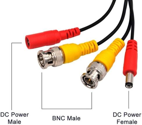 SatelliteSale CCTV Security Camera BNC Cable Siamese Pre-Made 2-in-1 Video and Power Universal Wire PVC Black Cord 50 feet in Saudi Arabia
