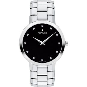 Watch Movadado Faceto Swiss Swiss Watch - الفولاذ المقاوم للصدأ ، سوار رابط - مقاومة الماء 3ATM/30 متر - ساعة فاخرة كلاسيكية - هدية له -39 ملم