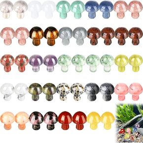 48 Pcs Crystal Mushrooms Hand Carved Polished Mini Mushrooms,Sculpture Decor Mushroom Crystals Bulk for Witchcraft Supplies Home Garden Lawn Meditation Flower Pot DIY of Mushroom Trinkets