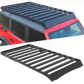 MusixiA Half Short Roof Rack Rear Cargo Basket Fit for Ford Bronco 2021 2022 2023 2024 2025 4 Door Hardtop, 3 Cross Bars Steel Luggage Carrier (Exclude Bronco Sport)