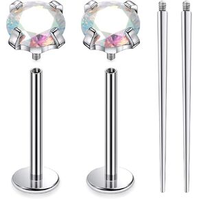 Ruifan ASTM F136 Titanium Cheek Percing Barbell Jewelry 16G 14G داخليًا متتلة على لسان الظهر حلوات مكعبات الزركونيا الصلبة من التيتانيوم لابريت جسم ثقب المجوهرات للنساء الرجال 14 مم 16 مم 19 ملم in Kuwait