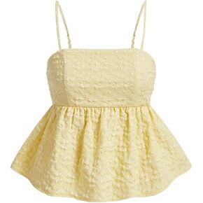 SOLY HUX Women's Ruffle Hem Cami Top Spaghetti Strap Peplum Summer Camisole Tops