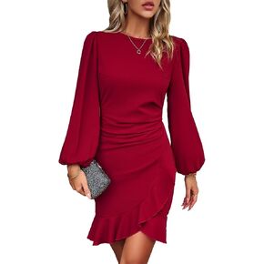 فستان Ynique Women's Long Sleeves 2025 سستة Bodycon Mini Dress Chull Hend Cocktail Cocktail
