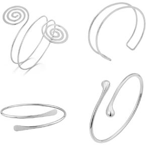 4PCS Arm Cuff for Women Upper Arm Cuff Jewelry Gold Bangles Bracelet Summer Beach Essentials