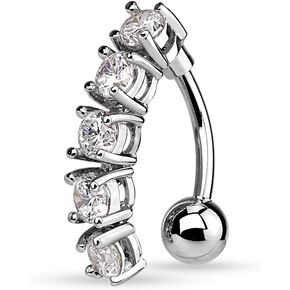 بومة مثقوبة - 5 CZ CRISTAL CRISTAL DRIP RELED BELLY BELLY BUNTER RING