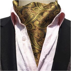 Secdtie Men Gold Floral 100% Silk Jacquard Woven Self Cravat Tie Formal Ascot 06
