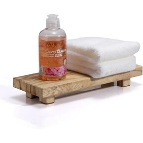 Wood Riser for Home Decor, Wooden Display Stand for Plant Pots, Rustic Wooden Tray for Kitchen Counters 10.6x3.9x1.6 inches