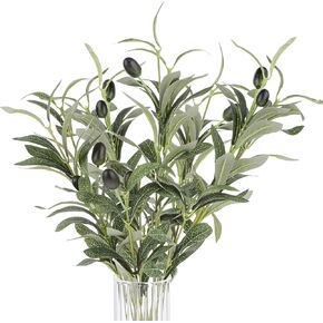 11.8" Tall Artificial Plants Olive Tree Branches, 5 PCS Faux Olive Branches for Vases Faux Olive Leaves Stems Artificial Indoor Greenery for Centerpieces Decor Wedding Greenery Home Party Decor