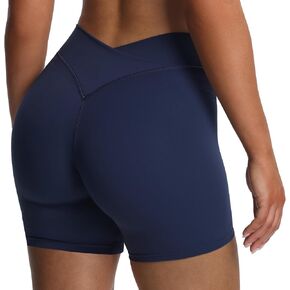 Aoxjox Roxxy Workout Biker Shorts for Women High Waisted Cross-Waist Crossover V Back Tummy Control Running Yoga Short 6"