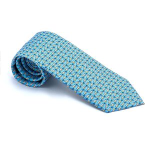 Men's 100% Silk Neckties Horse Printed Tie (Sky Blue)
